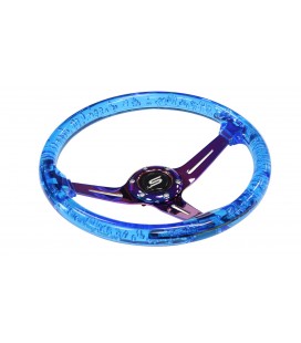 Steering wheel Slide 350mm offset:70mm NeoChrome acrylic blue
