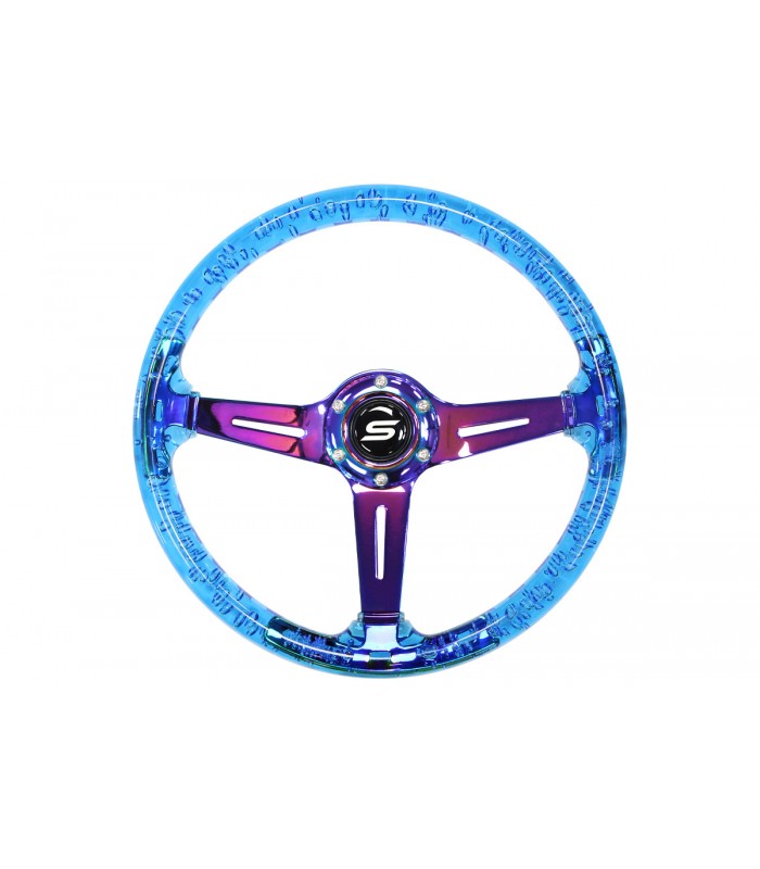 Steering wheel Slide 350mm offset:70mm NeoChrome acrylic blue
