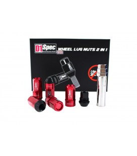 Racing lug nuts D1Spec Heptagon 2in1 12x1.25 Red