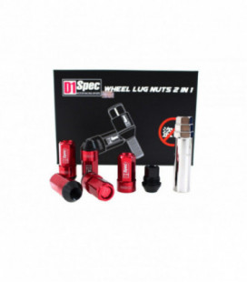 Racing lug nuts D1Spec Heptagon 2in1 12x1.5 Red